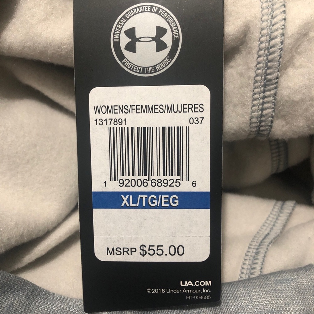 Under Armour Coldgear Hoodie Women XL Gray Jersey Embroidered Logo Activewear - Picture 7 of 8